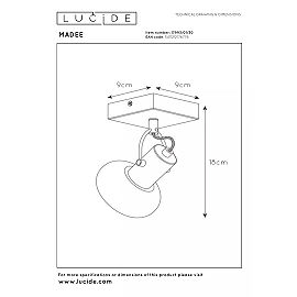 MADEE ceiling spotlight 1 x E14 black smoke grey (Lucide)