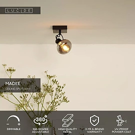 MADEE ceiling spotlight 1 x E14 black smoke grey (Lucide)