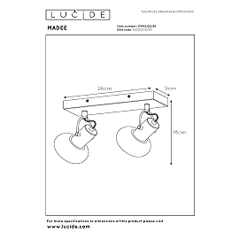 MADEE ceiling spotlight 2 x E14 black smoke grey (Lucide)