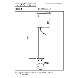 MAGIC floor lamp Ø24 cm 1xE27 40 W with reading arm black (Lucide)