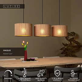 MAGIUS Pendant light 113x32 cm 3xE27 natural (Lucide)