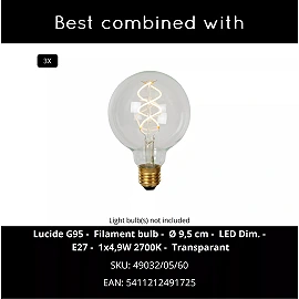 MAGIUS Pendant light 113x32 cm 3xE27 natural (Lucide)