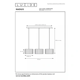 MAGIUS Pendant light 113x32 cm 3xE27 natural (Lucide)