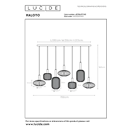 MALOTO Pendant light 7x40W E27 amber (Lucide)