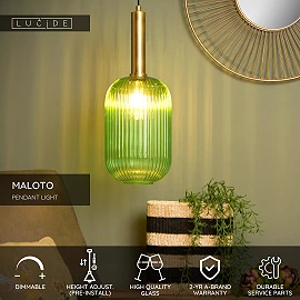 MALOTO Pendant light 1x40W E27 green (Lucide)