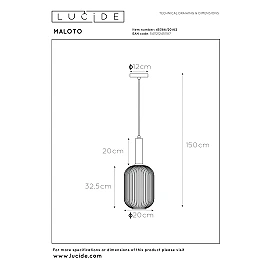 MALOTO Pendant light 1x40W E27 amber (Lucide)