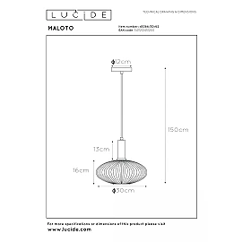 MALOTO Pendant light 1x40W E27 amber (Lucide)