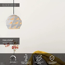 MALUNGA piekaramā lampa Ø25 E27 balta (Lucide)