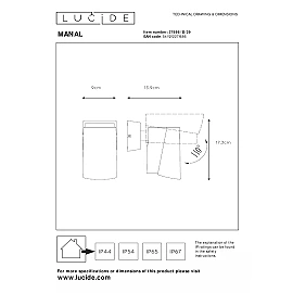 MANAL Wall spotlight Indoor/Outdoor 1x13W Integrated LED IP65 Anthracite (Lucide)