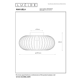 Griestu lampa MANUELA Ø39.5 1xE27 60W balta (Lucide)