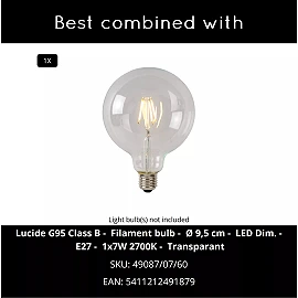 MANUELA piekaramā lampa Ø 50 cm 1xE27, melna (Lucide)