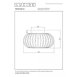 MANUELA griestu lampa 1 x 60 W E27 balta (Lucide)