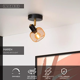 MAREN Ceiling spotlight 1xE14 matt gold / brass (Lucide)