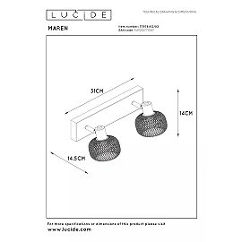 MAREN Ceiling spotlight 2xE14 matt gold / brass (Lucide)