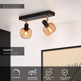 MAREN Ceiling spotlight 2xE14 matt gold / brass (Lucide)