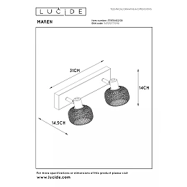 MAREN Ceiling spotlight 2xE14 black (Lucide)