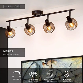 MAREN Ceiling spotlight 4xE14 black (Lucide)