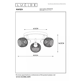 MAREN Ceiling spotlight Ø37 cm 3xE14 matt gold / brass (Lucide)