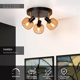 MAREN Ceiling spotlight Ø37 cm 3xE14 matt gold / brass (Lucide)