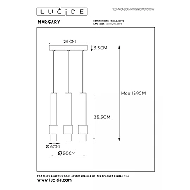 MARGARY piekaramā lampa Ø28 cm LED 3 x 4W 2700K kafijas krāsā (Lucide)