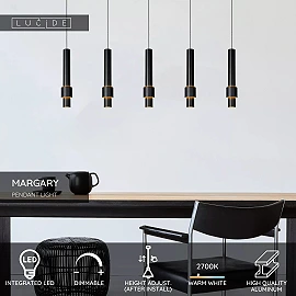 MARGARY piekaramā lampa 103 cm LED 5 x 4,2W 2700K melna (Lucide)