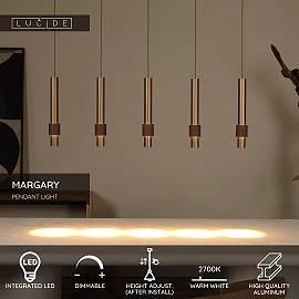 MARGARY piekaramā lampa 103 cm LED 5 x 4,2W 2700K kafijas krāsā (Lucide)