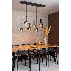 MARIUS pendant light 7xE27 black / smoke grey (Lucide)