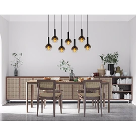 MARIUS pendant light 7xE27 black / smoke grey (Lucide)
