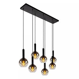 MARIUS pendant light 7xE27 black / smoke grey (Lucide)