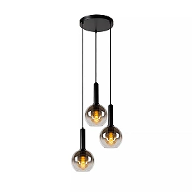 MARIUS pendant light Ø 48.5 cm 3xE27 black / smoke grey (Lucide)