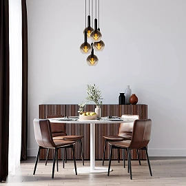 MARIUS piekaramā lampa Ø 55 cm 5xE27 melna / dūmakaini pelēka (Lucide)