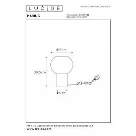 MARIUS galda lampa Ø20 cm 1xE27 melna (Lucide)
