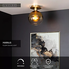 MARIUS griestu lampa Ø20 cm 1xE27 matēta zelta/misiņa (Lucide)
