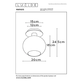MARIUS griestu lampa Ø20 cm 1xE27 melna / dūmu pelēka (Lucide)