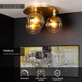 MARIUS griestu lampa Ø50 cm 3xE27 matēta zelta / misiņa (Lucide)