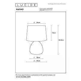 MARMO galda lampa Ø16 cm 1xE14 balta (Lucide)