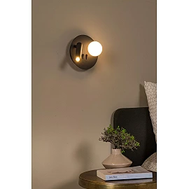 MATIZ LED bedside/wall light Ø16.5 cm 3000K USB black (Lucide)