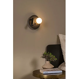 MATIZ LED bedside/wall light Ø16.5 cm 3000K USB black (Lucide)
