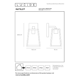 MATSLOT outdoor wall light 1x40W E27 black (Lucide)