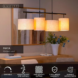 MAYA pendant light 4xE27 40 W cream (Lucide)