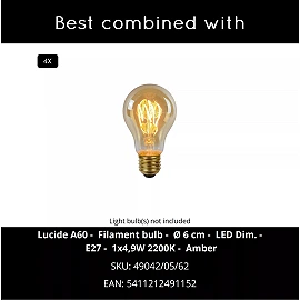 MAYA pendant light 4xE27 40 W cream (Lucide)