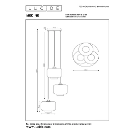 MEDINE pendant light Ø46 cm 3xE27 40 W opal (Lucide)