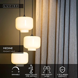 MEDINE pendant light Ø46 cm 3xE27 40 W opal (Lucide)
