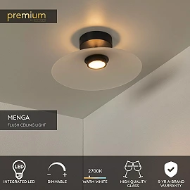 MENGA flush ceiling light Ø40 cm LED 11W 2700K opal (Lucide)
