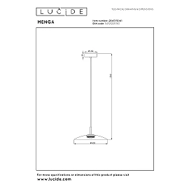 MENGA dimmējama LED piekaramā lampa 11 W 2700K Ø40 opāla (Lucide)