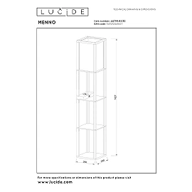 MENNO stāvlampa ar bezvadu uzlādi 1 x 60 W E27 melna (Lucide)