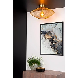 MESH Flush ceiling light Ø45 cm E27 matt gold / brass (Lucide)
