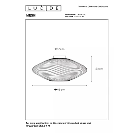 MESH Flush ceiling light Ø45 cm E27 matt gold / brass (Lucide)
