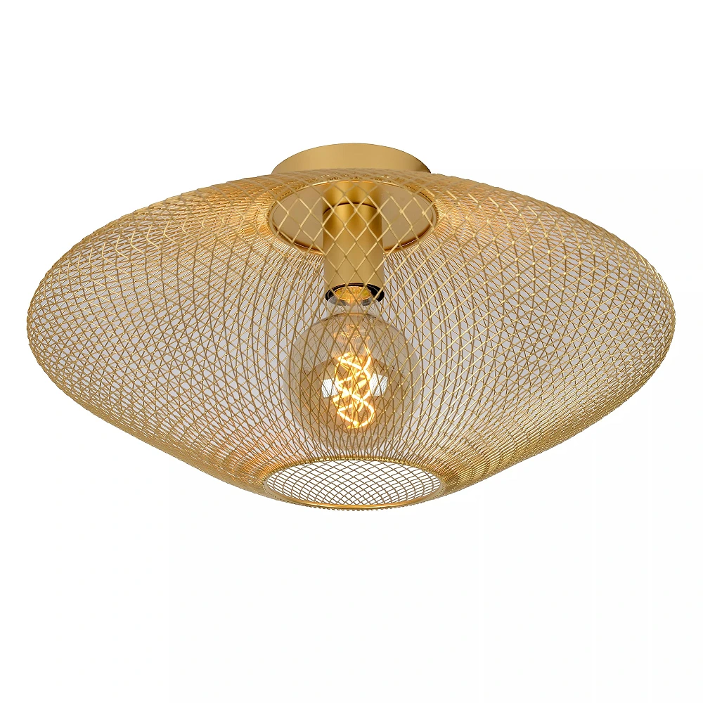 MESH Flush ceiling light Ø45 cm E27 matt gold / brass (Lucide)