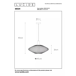 MESH pendant light Ø 45 cm 1xE27 matt gold / brass (Lucide)